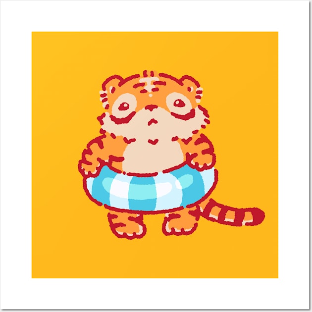 Tiger with a floater Wall Art by Tinyarts